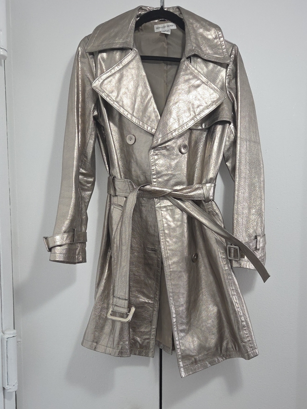 Newport News Metallic Silver Trench Coat